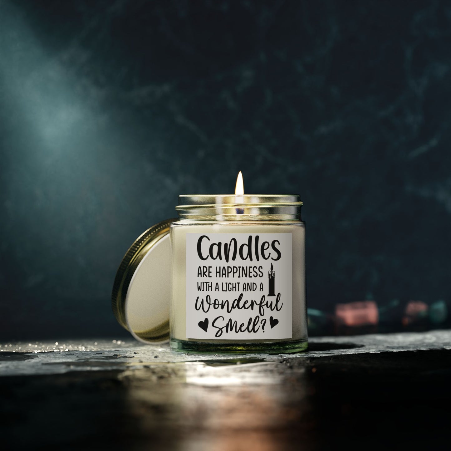 Scented Candles - "Candles Are Happiness" - Coconut Apricot Wax (4oz, 9oz)