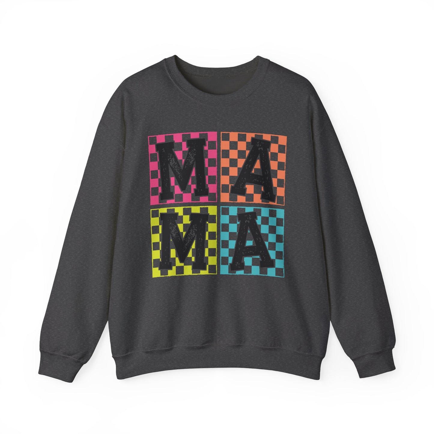 Mama Checkered Pattern Crewneck Sweatshirt - Cozy Gift for Moms