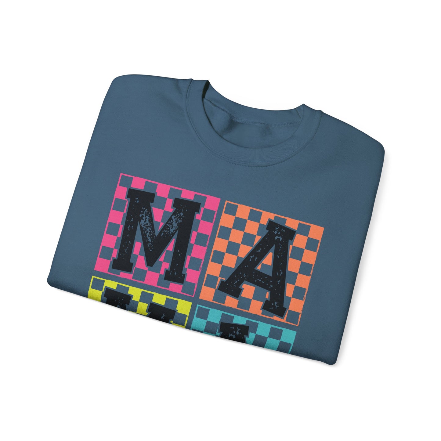 Mama Checkered Pattern Crewneck Sweatshirt - Cozy Gift for Moms