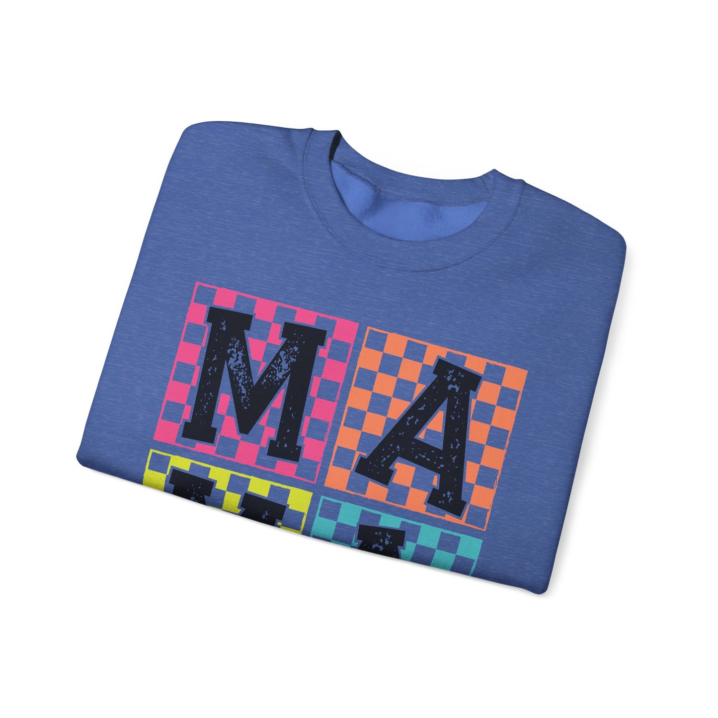 Mama Checkered Pattern Crewneck Sweatshirt - Cozy Gift for Moms