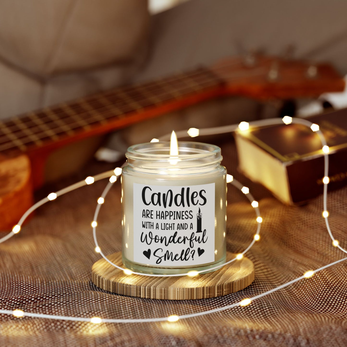 Scented Candles - "Candles Are Happiness" - Coconut Apricot Wax (4oz, 9oz)