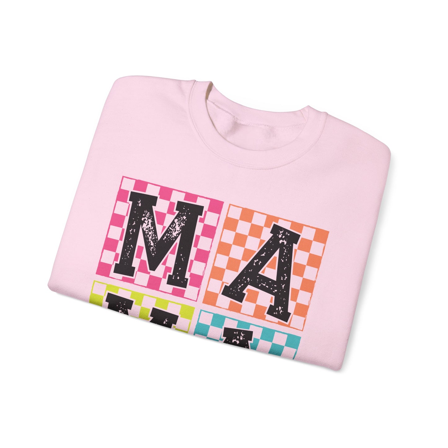 Mama Checkered Pattern Crewneck Sweatshirt - Cozy Gift for Moms
