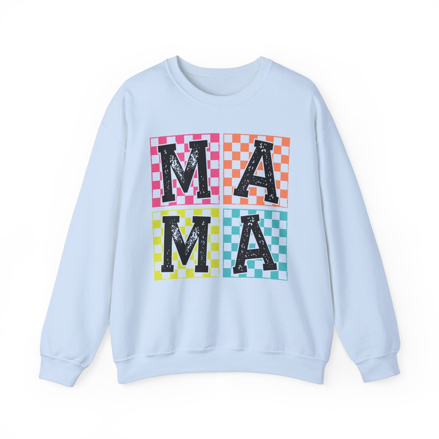 Mama Checkered Pattern Crewneck Sweatshirt - Cozy Gift for Moms