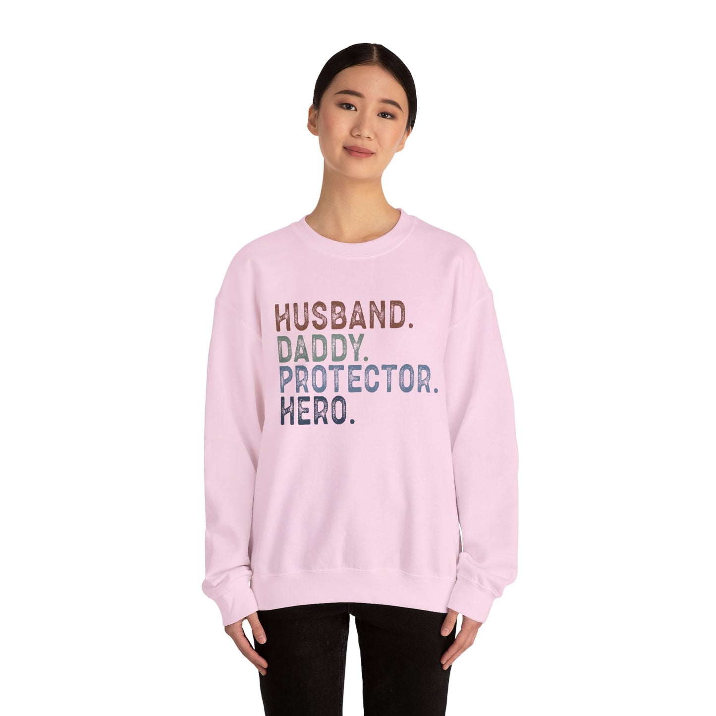 Hero Dad Crewneck Sweatshirt - Husband, Daddy, Protector Design