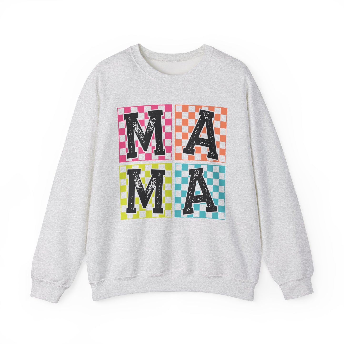 Mama Checkered Pattern Crewneck Sweatshirt - Cozy Gift for Moms