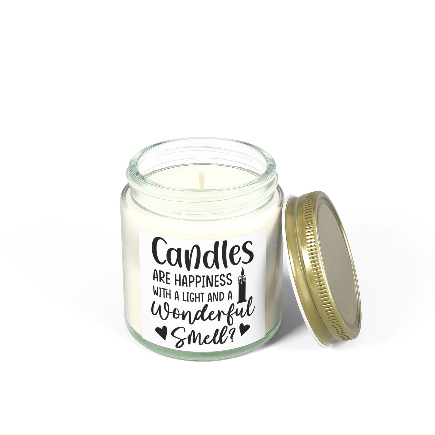 Scented Candles - "Candles Are Happiness" - Coconut Apricot Wax (4oz, 9oz)