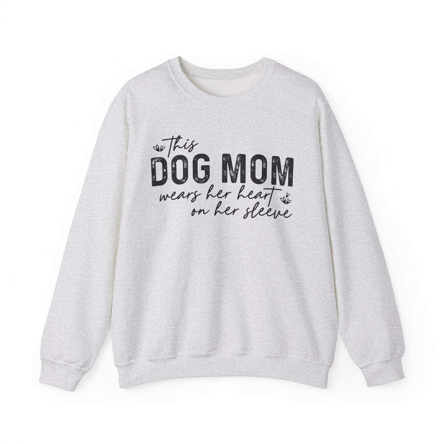 Dog Mom Crewneck Sweatshirt - Heart on Sleeve Design