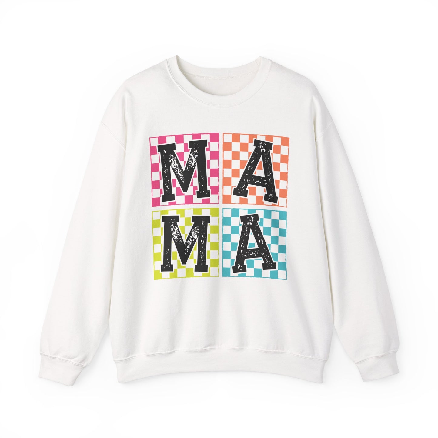Mama Checkered Pattern Crewneck Sweatshirt - Cozy Gift for Moms