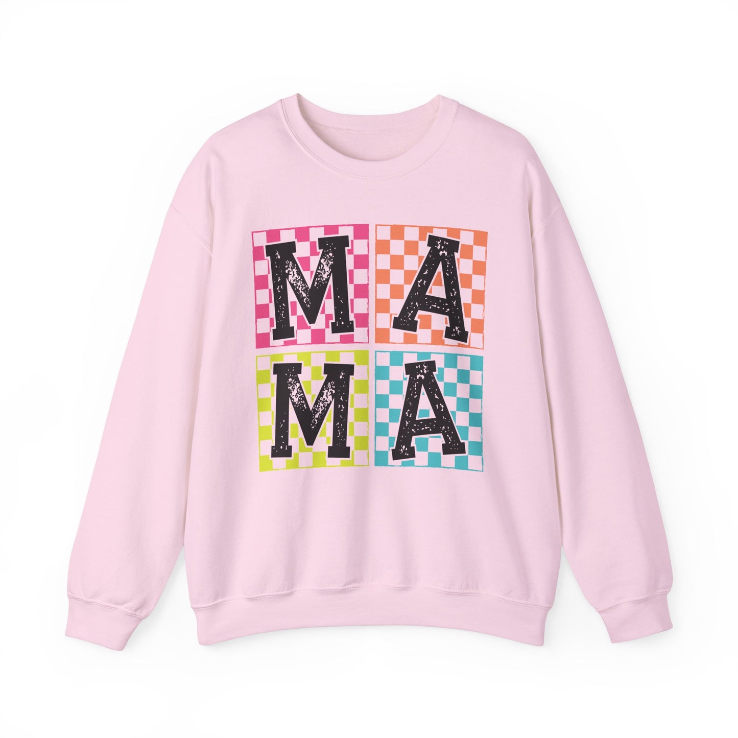 Mama Checkered Pattern Crewneck Sweatshirt - Cozy Gift for Moms