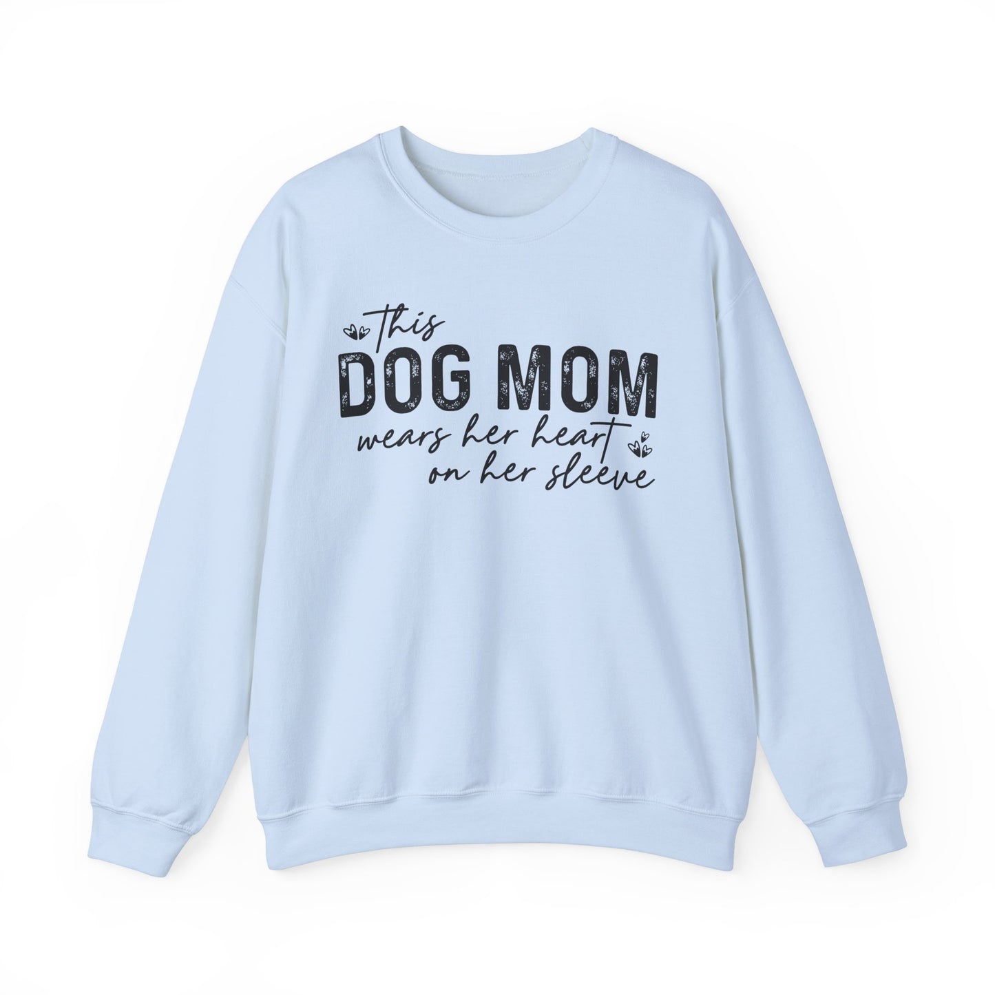Dog Mom Crewneck Sweatshirt - Heart on Sleeve Design