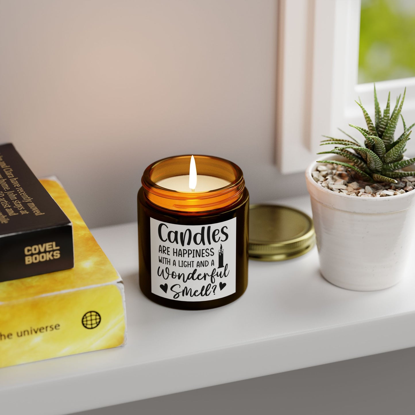 Scented Candles - "Candles Are Happiness" - Coconut Apricot Wax (4oz, 9oz)