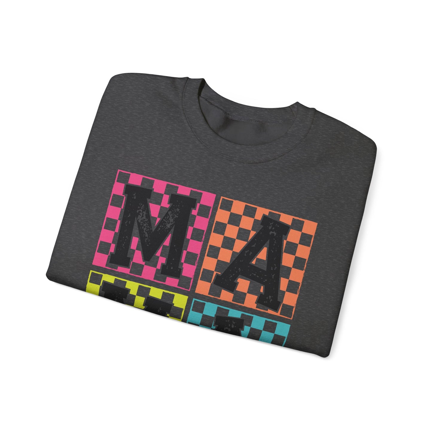 Mama Checkered Pattern Crewneck Sweatshirt - Cozy Gift for Moms