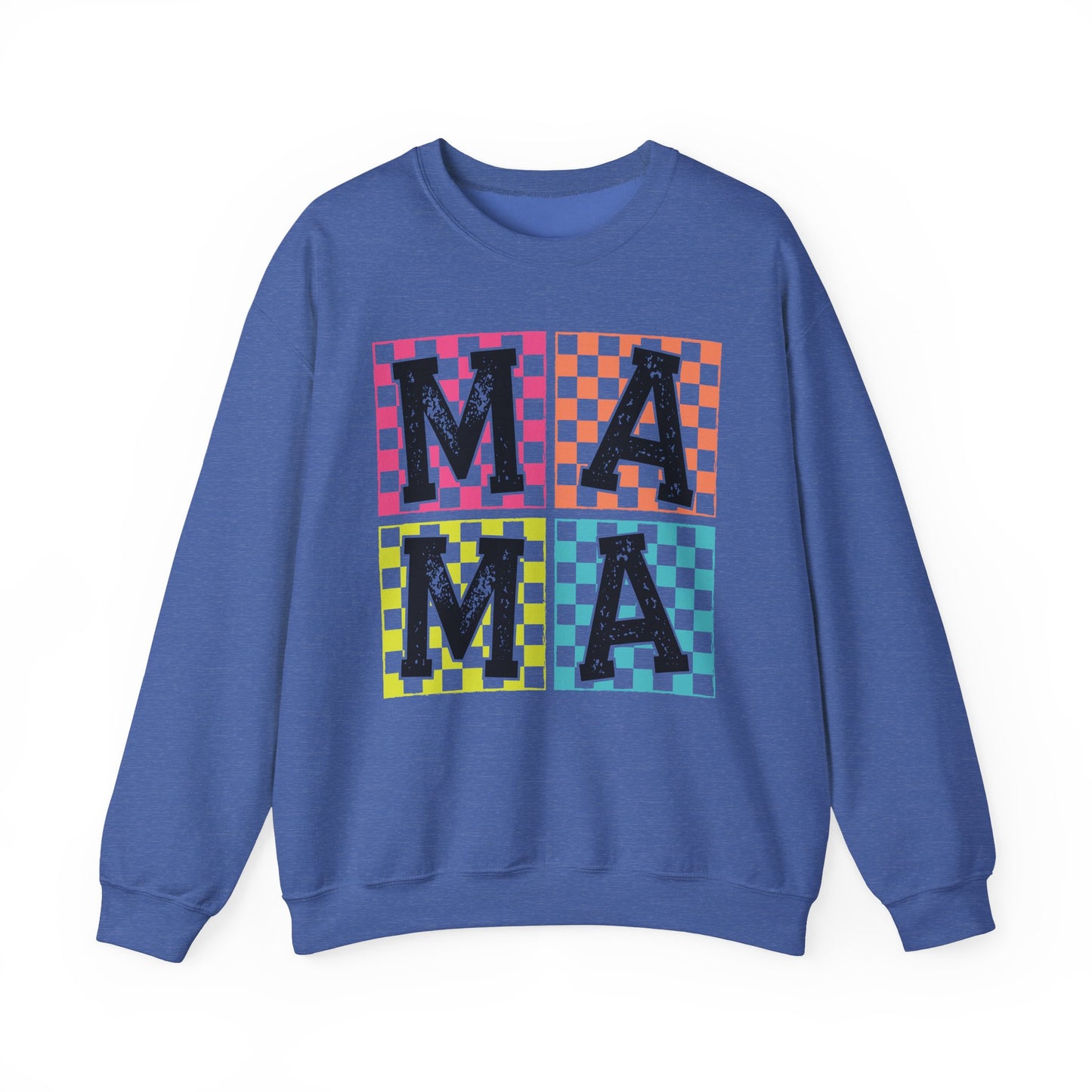 Mama Checkered Pattern Crewneck Sweatshirt - Cozy Gift for Moms