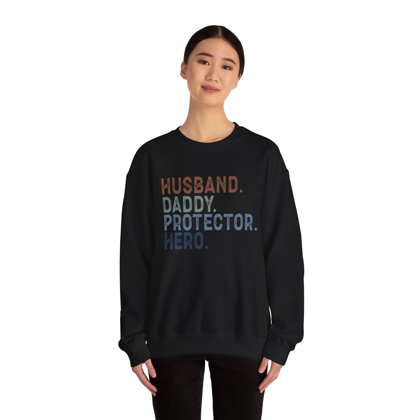 Hero Dad Crewneck Sweatshirt - Husband, Daddy, Protector Design