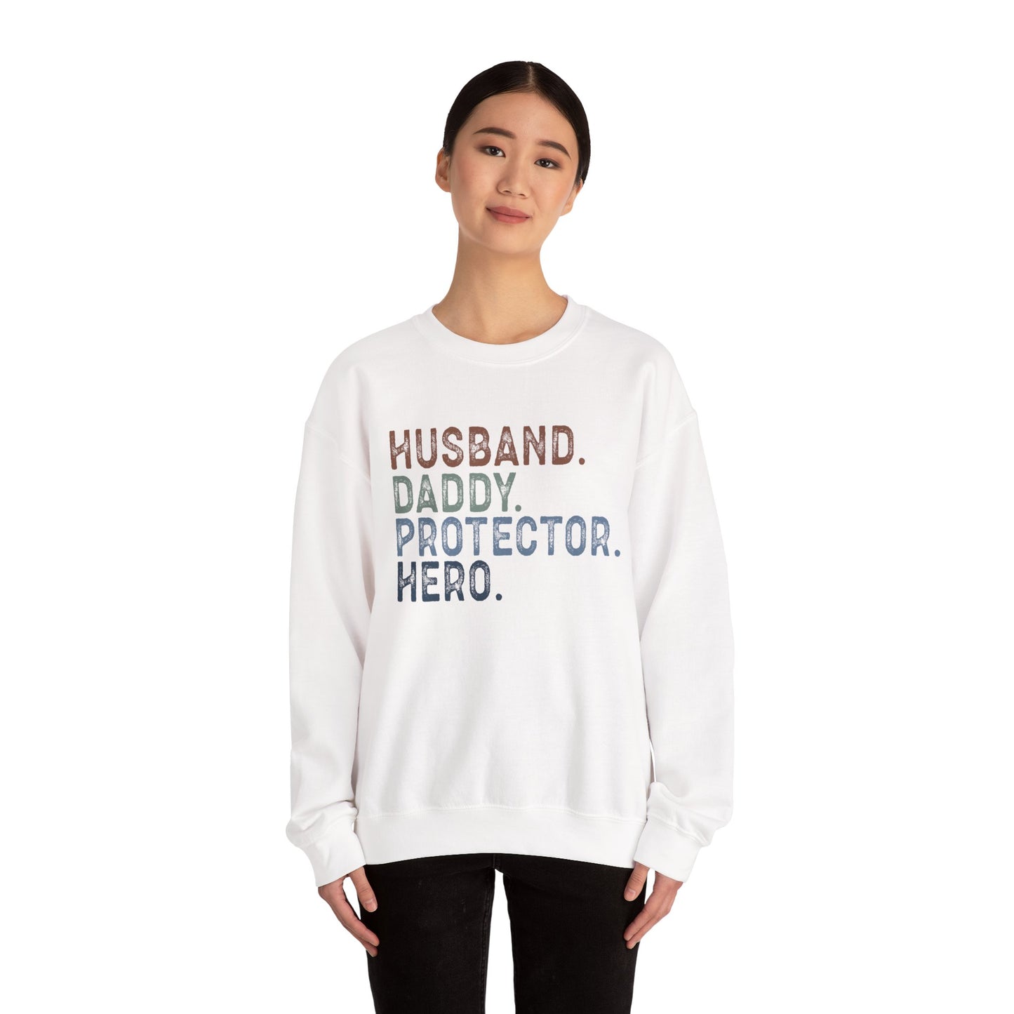 Hero Dad Crewneck Sweatshirt - Husband, Daddy, Protector Design