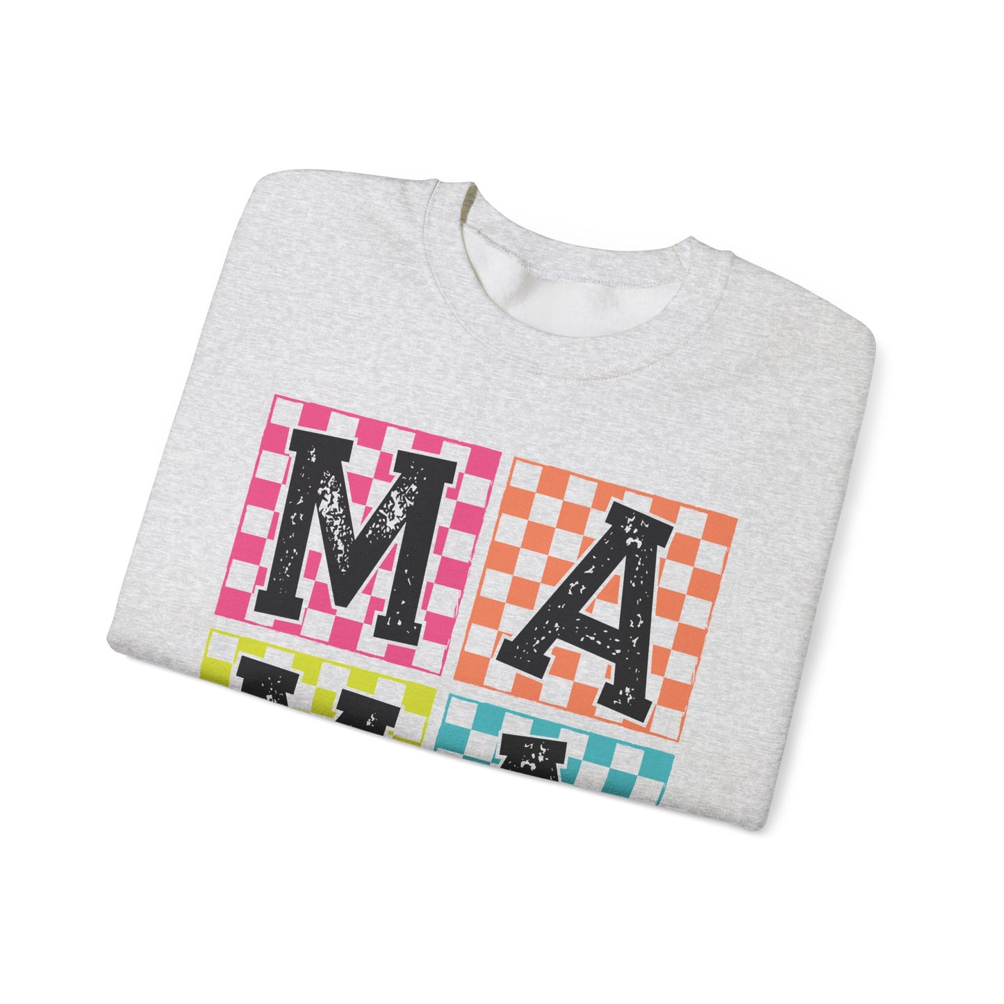 Mama Checkered Pattern Crewneck Sweatshirt - Cozy Gift for Moms