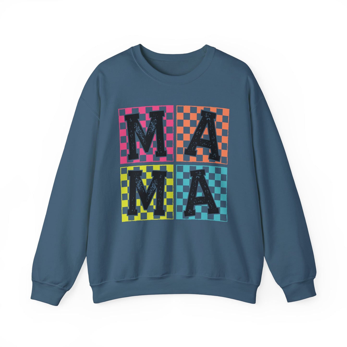 Mama Checkered Pattern Crewneck Sweatshirt - Cozy Gift for Moms