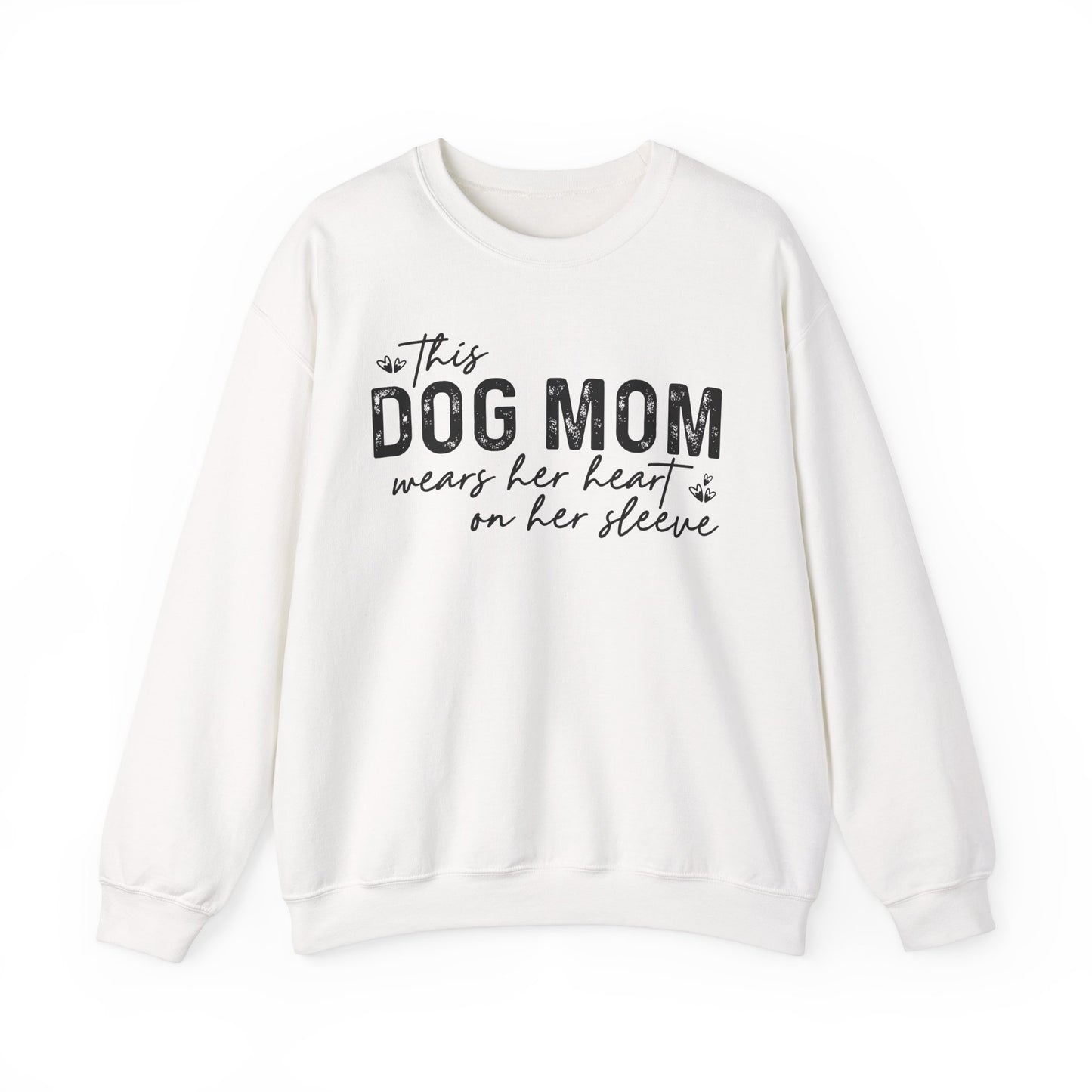 Dog Mom Crewneck Sweatshirt - Heart on Sleeve Design