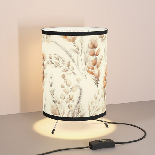 Botanical Tripod Lamp with High-Res Floral Print Shade
