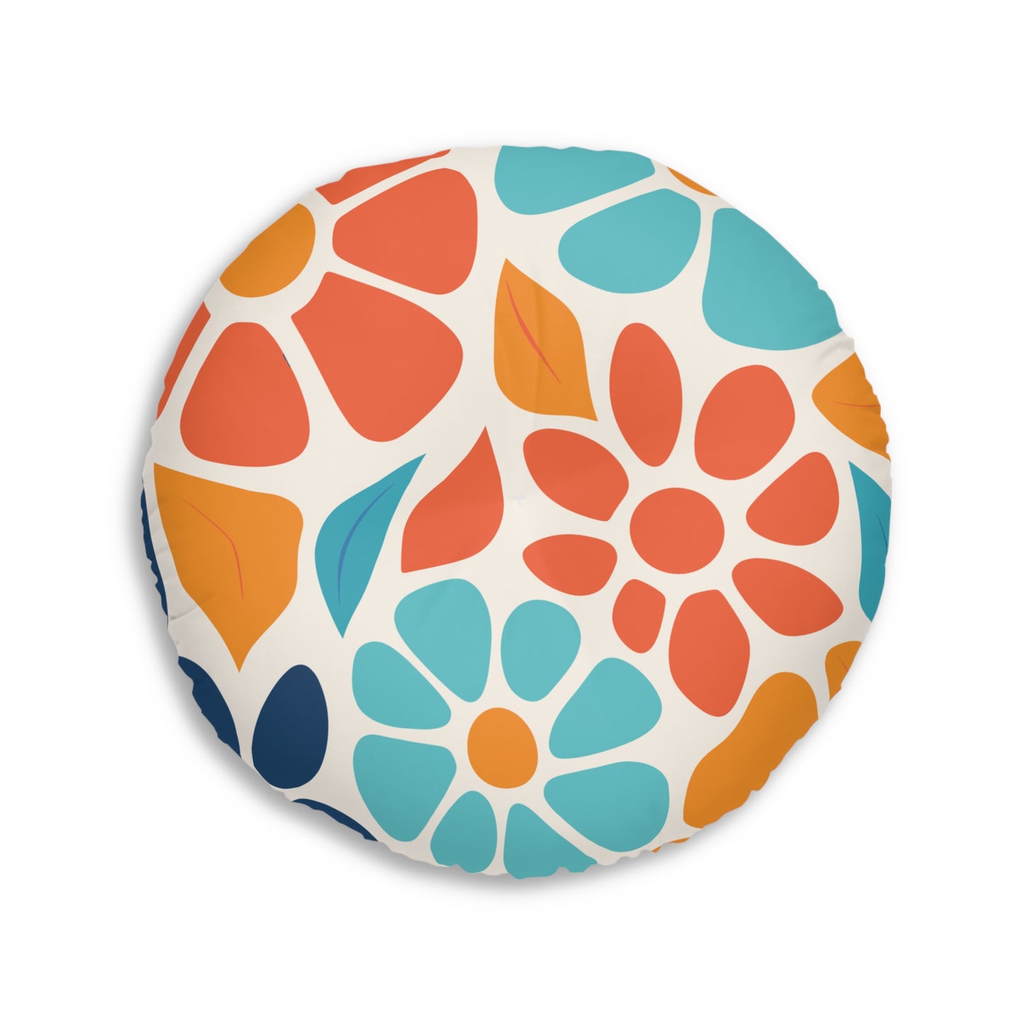 Vibrant Floral Tufted Floor Pillow - Round Decorative Cushion for Cozy Spaces