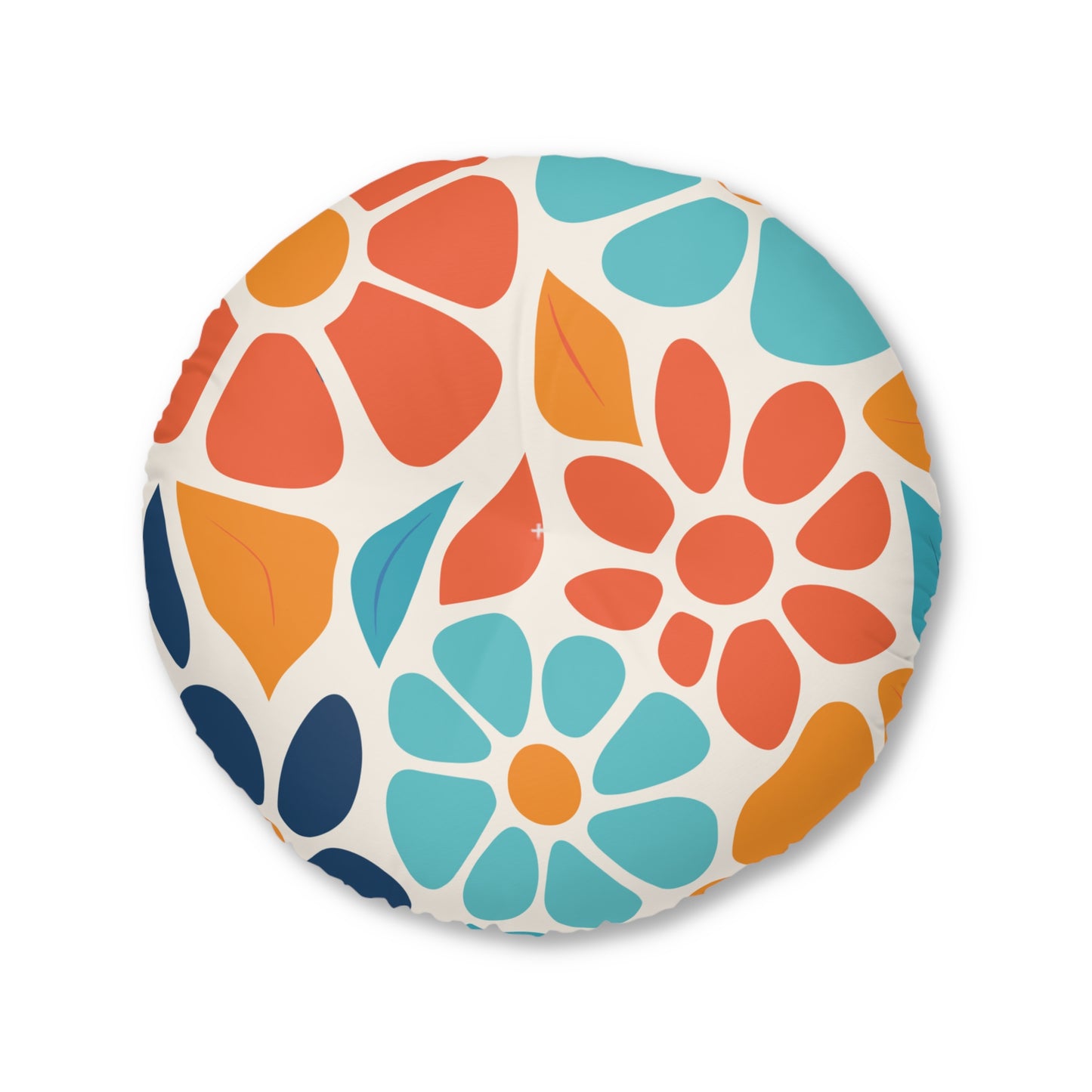 Vibrant Floral Tufted Floor Pillow - Round Decorative Cushion for Cozy Spaces