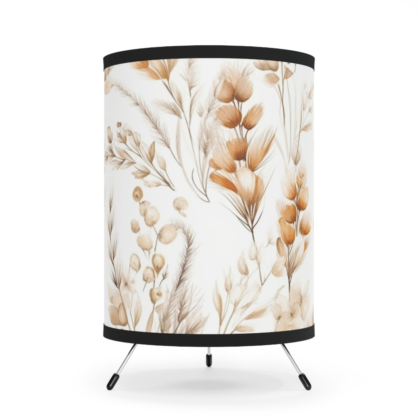 Botanical Tripod Lamp with High-Res Floral Print Shade