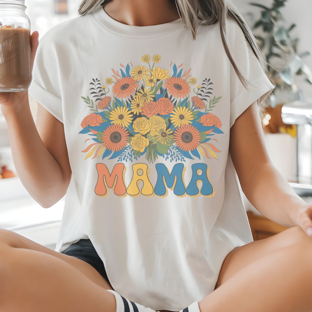 Mama Floral Graphic Tee, Mother’s Day Gift, Women’s Casual Shirt, Cute Mom Shirt, Summer Style Top