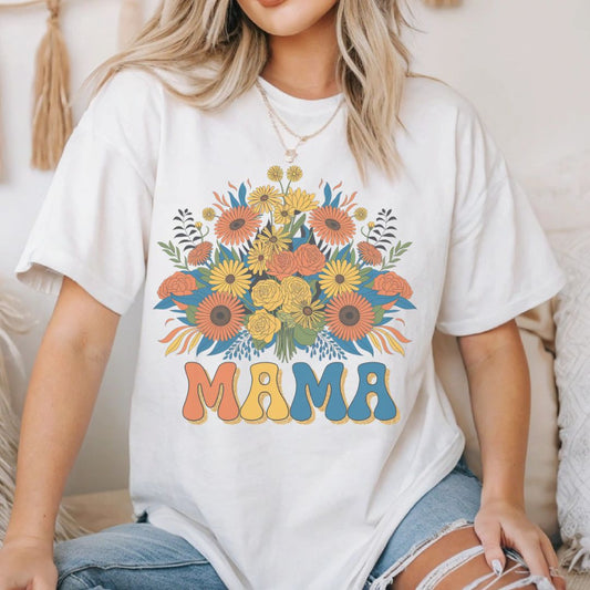 Mama Floral Graphic Tee, Mother’s Day Gift, Women’s Casual Shirt, Cute Mom Shirt, Summer Style Top
